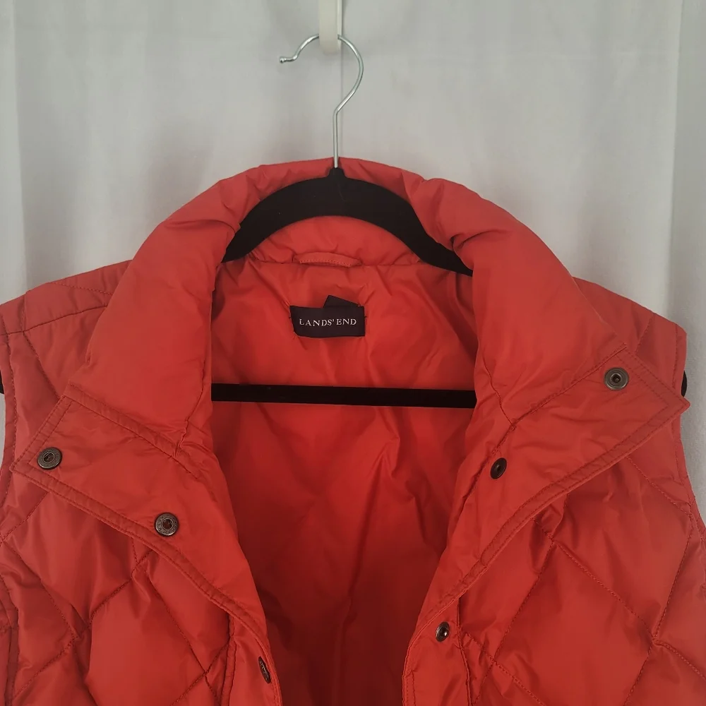 Lands End Orange Down Puffer Vest Jacket XL - Picture 2 of 8